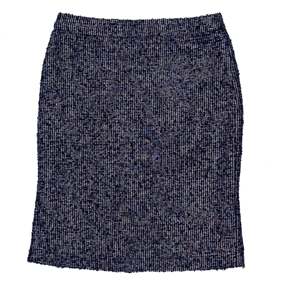 J. Crew Navy tweed lurex pencil skirt.